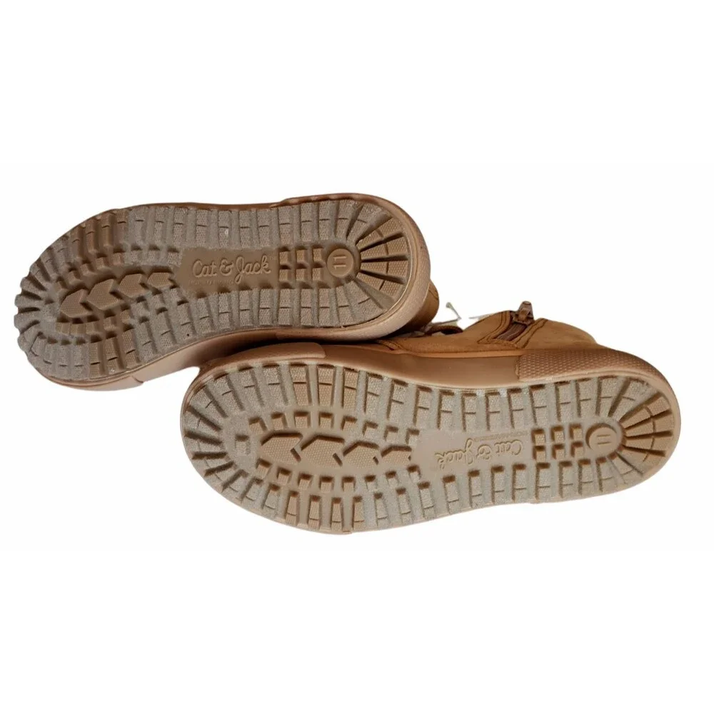 Cat & Jack Footwear Tan Unisex Suede Boots Lace/Zipper Up Size 11 Casual New W/T
